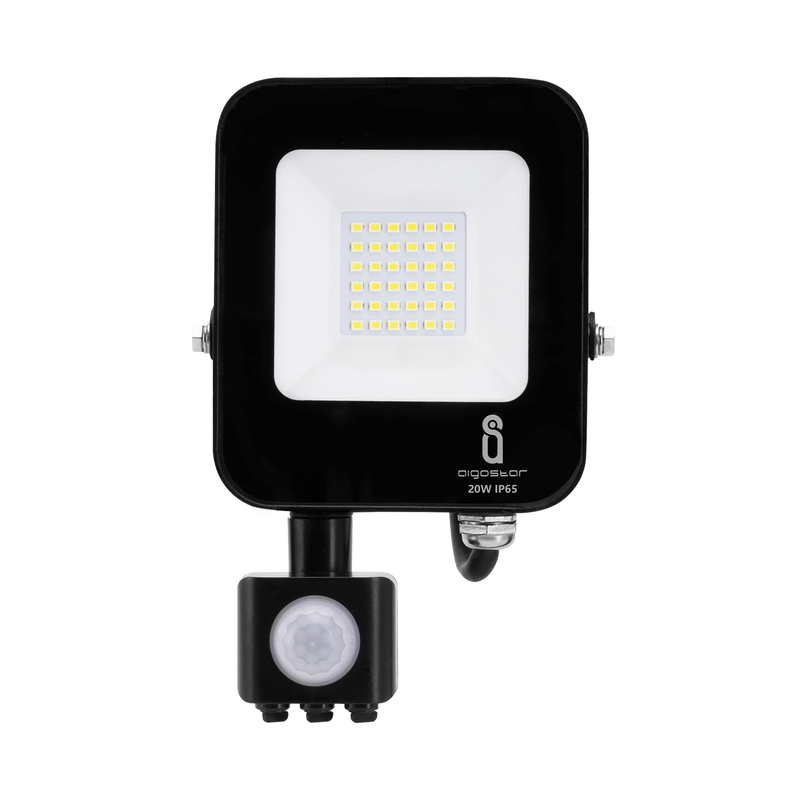 HOLOFOTE LED COM SENSOR PRETO 20W