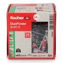 BUCHA FISCHER DUOPOWER Ø8X40MM S+PARAFUSO Ø5X55MM CAIXA COM 50 UN