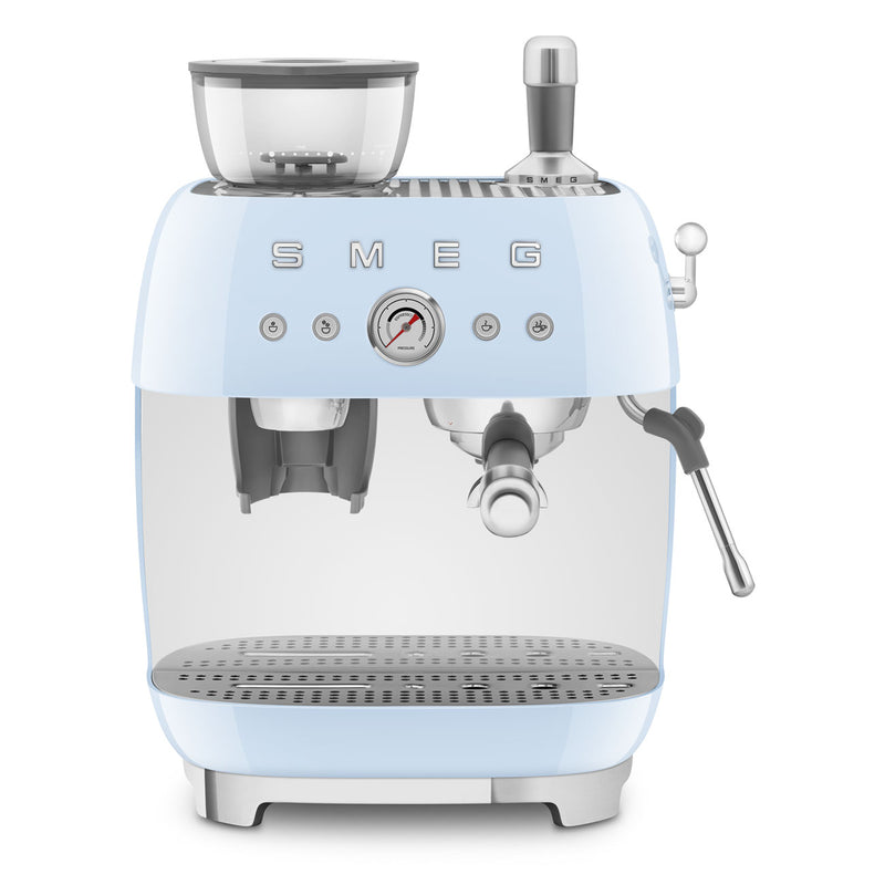 SMEG ESPRESSO MACHINE 50`STYLE WITH INTEGRATED GRINDER BLUE EGF03