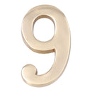 NUMERO 9 LATÃO POLIDO 10CM FIXAÇÃO INVISIVEL EDM