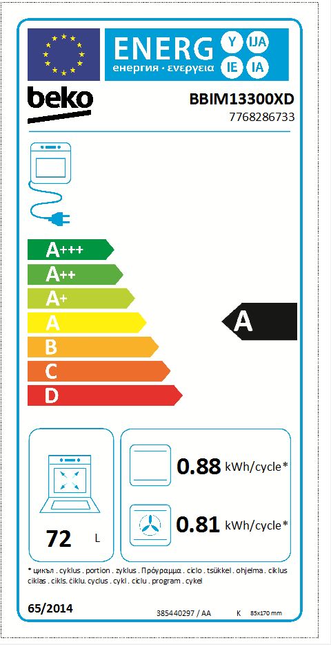 Beko BBIM13300XD forno 72 l A Preto, Aço inoxidável