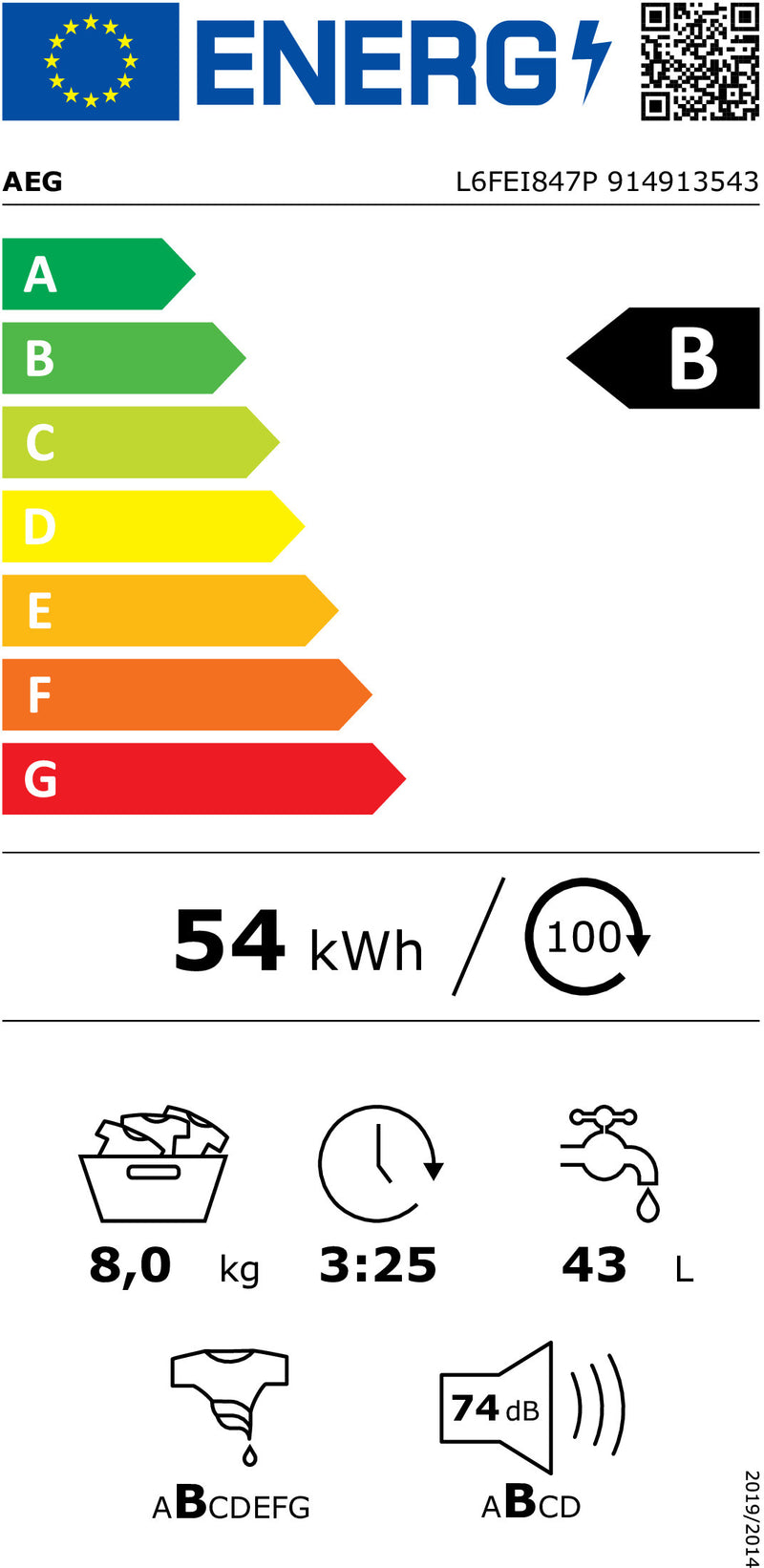 MÁQUINA DE LAVAR ROUPA AEG 1400R 8KG INVERTER ID-L6FEI847P