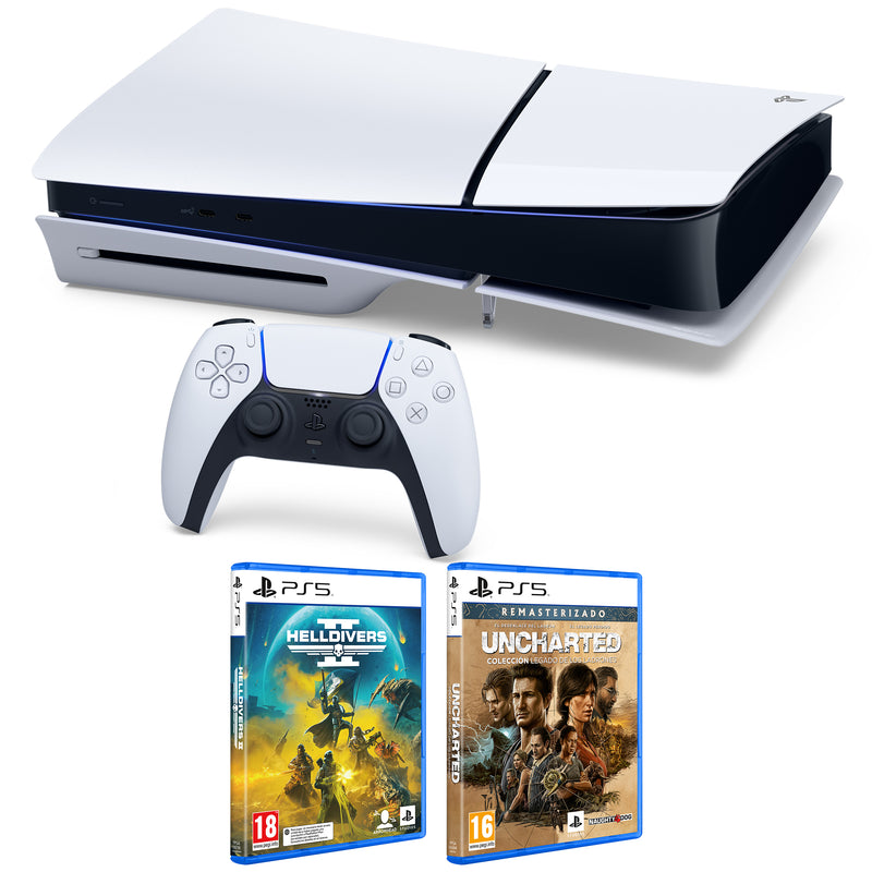 CONSOLA SONY PS5 CHASIS D +HELLDIVERS 2+UNCHARTED