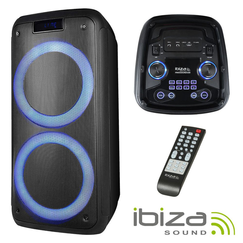 COLUNA BLUETOOTH PORTÁTIL 400W USBBTSDAUXBAT LED IBIZA