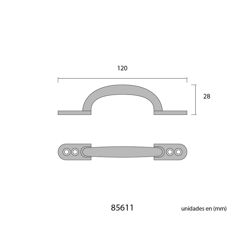 PUXADOR PLANO 120MM H° ANTIGO EDM