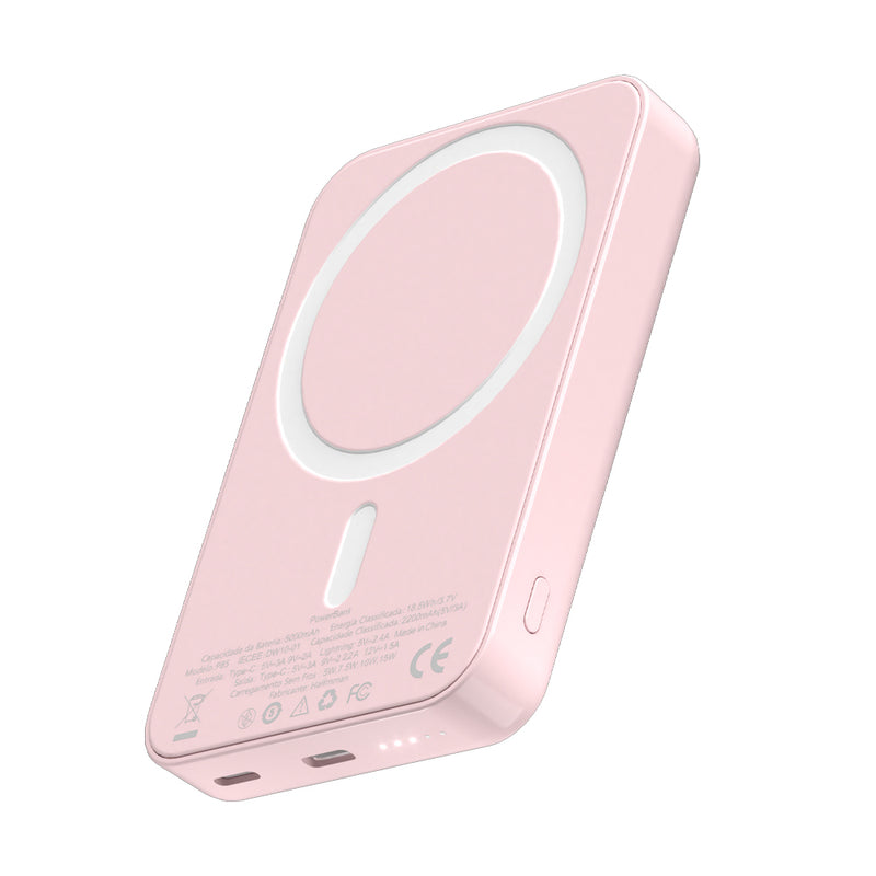 POWERBANK HALFMMAN MAGNET WIRELESS PD 20W ROSA