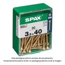 CAIXA 50 UNID. PARAFUSO MADEIRA SPAX CABEZA PLANA YELLOX 3,5X40MM