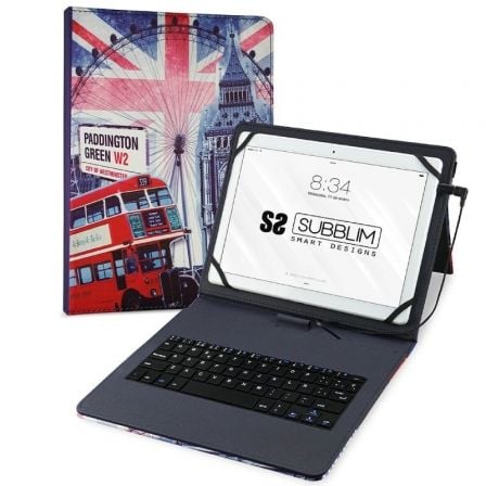 CAPA COM TECLADO SUBBLIM KEYTAB PRO USB ENGLAND PARA TABLETS DE 1