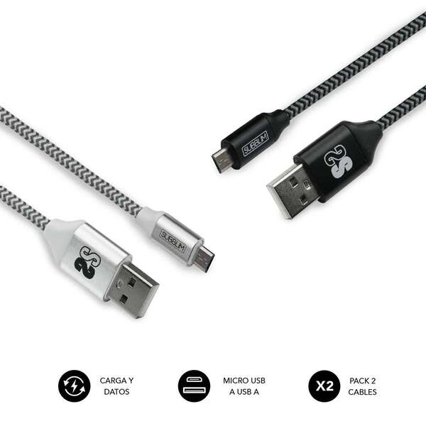 CABO USB 2.0 SUBBLIM SUB-CAB-1MU001 PACK 2 MICROUSB MACHO - USB M