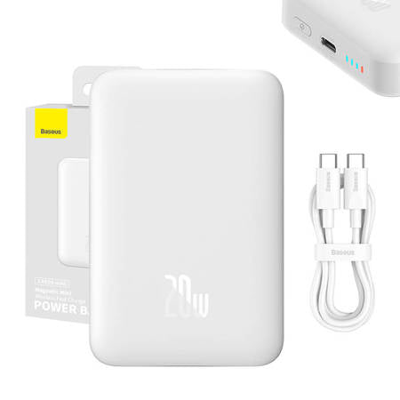 POWERBANK BASEUS MAGNETIC, 10000MAH, USB-C 20W, MAGSAFE (BRANCO)