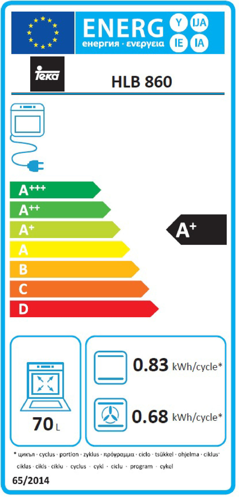 Teka HLB 860 70 l 3215 W A+ Preto, Aço inoxidável