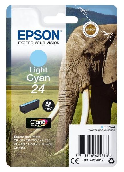 TINTEIRO EPSON CYAN CLARO SERIE 24 XP-750/850/950/55 - C13T242540