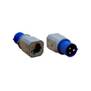 ADAPTADOR CETAC MACHO PARA SCHUKO FÊMEA, 2P+T, 250 V 16 A, AZUL E