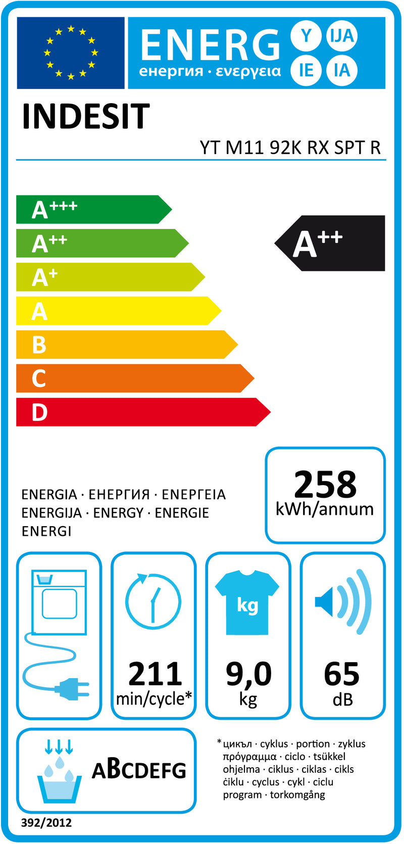 MÁQUINA DE SECAR ROUPA INDESIT YTM1192KRXSPTR( 9 KG - CONDENSAÇÃO