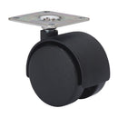 RODA GIRATÓRIA COM PLACA E EIXO LISO, COR PRETO, CARGA MÁXIMA DE