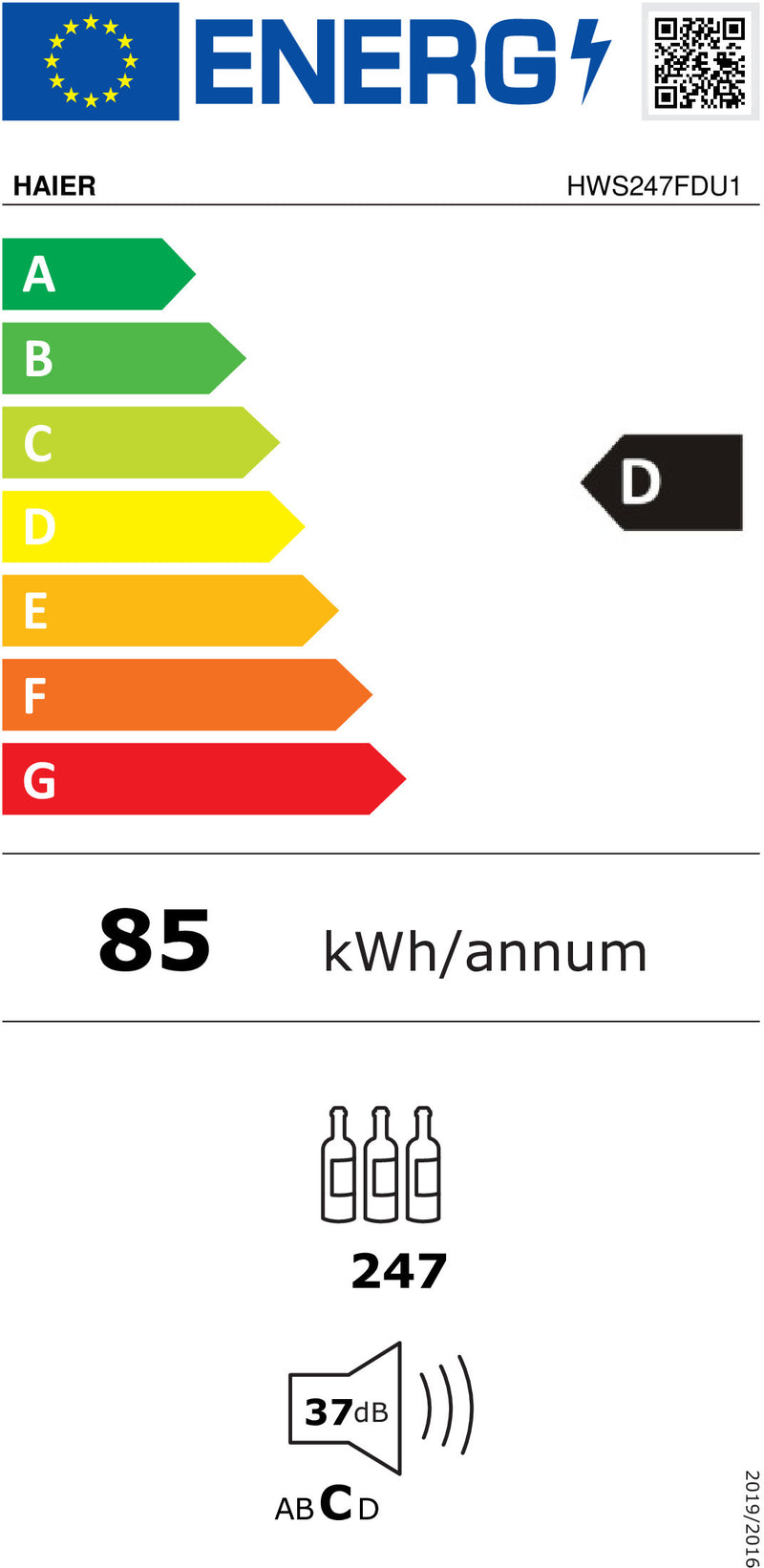 CAVE DE VINHO HAIER HWS247FDU1( 247  - D  - 85 KWHANO )