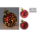 BOLA DE NATAL COM LED, BRANCO QUENTE, VERMELHO MATE, Ø15CM. BASIC