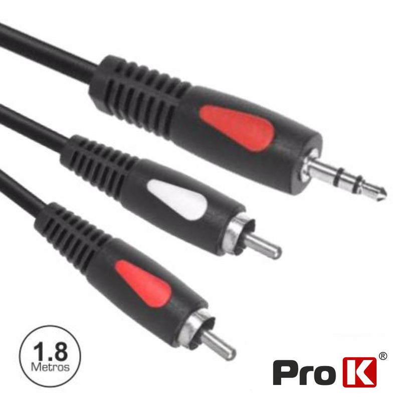 CABO JACK 3.5MM MACHO ST  2-RCA MACHO 10M PROK