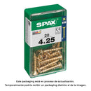 CAIXA 20 UNID. PARAFUSO MADEIRA CABEZA PLANA YELLOX 4,0X25MM SPAX