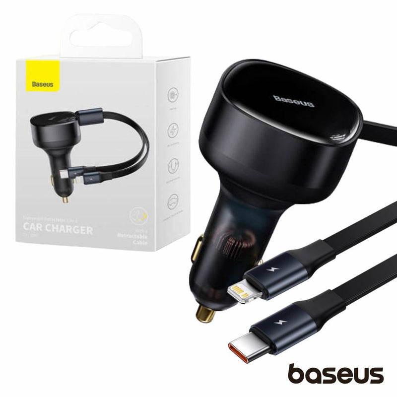 ADAPTADOR ISQUEIRO 12V24V 30W 1XUSB-C 1XLIGHTNING BASEUS