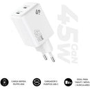 SUBBLIM CARGADOR DE PARED GAN 45W - 2XUSB-C -  CARGA ULTRA RAPIDA