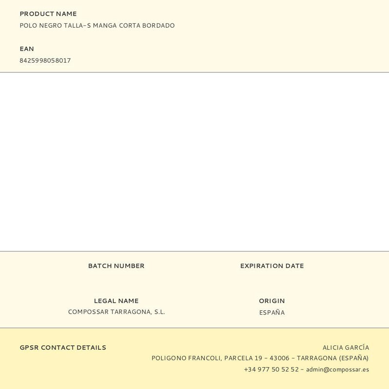 *MERCHANDISING* POLO PRETO TAMANHO-S MANGA CURTA BORDADO EDM