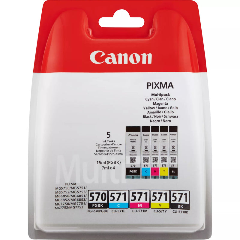 PACK 5 TINTEIROS CANON PGI-570 CLI-571