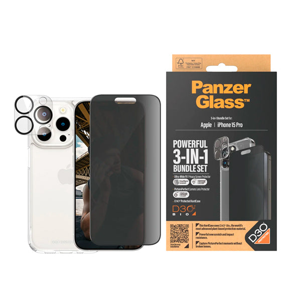 PanzerGlass Privacy 3-in-1-Pack iPhone 2023 6.1 Pro Proteção de e