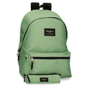 MOCHILA ESCOLAR PEPE JEANS COM ESTOJO ARIS COLORFUL VERDE ÁGUA