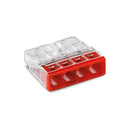 CONECTOR RÁPIDO 4 CONDUTORES RÍGIDOS, Ø MÁXIMO 2,5 MM², TRANSPARE