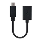 Nanocable USB 2.0, 0.15m cabo USB 0,15 m USB C USB A Preto