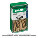 CAIXA 25 UNID. PARAFUSO MADEIRA SPAX CABEZA PLANA YELLOX 3,0X35MM