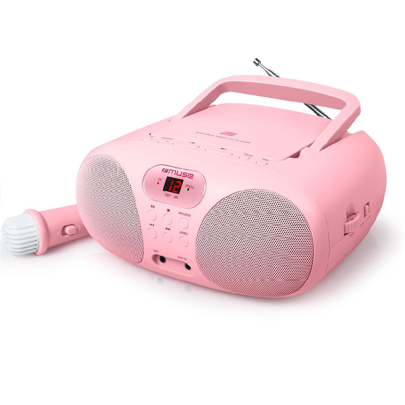 RADIO PORTATIL COM CD MUSE KARAOKE ROSA