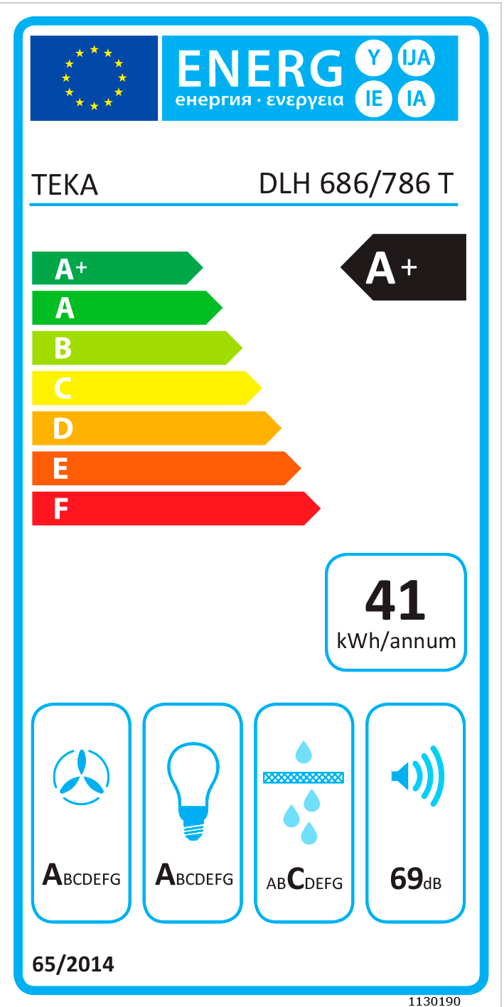 Teka DLH 786 T Montado na parede Preto, Aço inoxidável 701 m³/h A