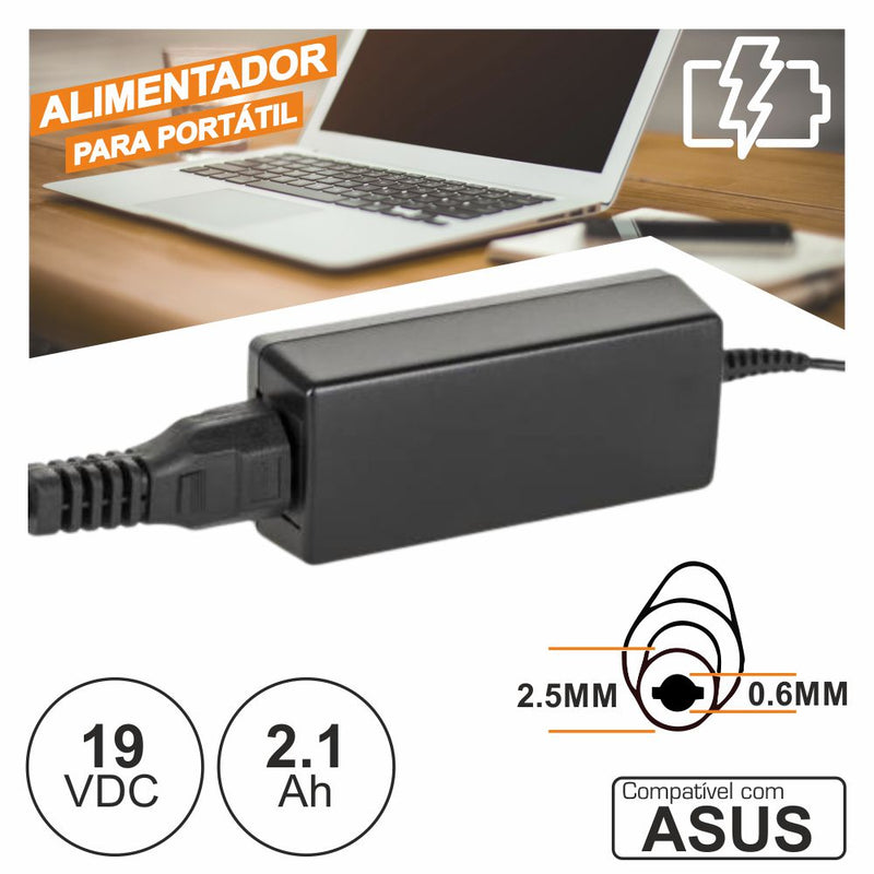 ALIMENTADOR P ASUS 19V 2.1A 40W 2.5X0.6MM