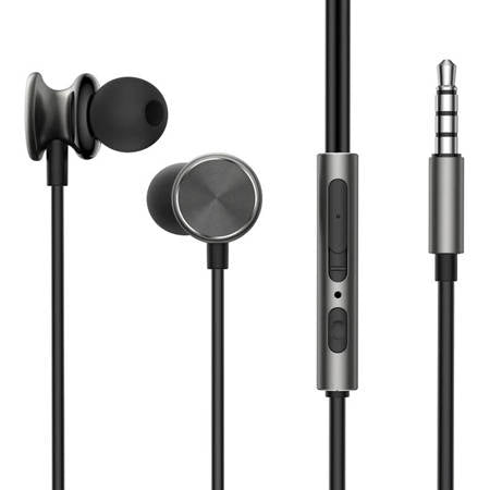 WIRED EARPHONES JR-EW03, HALF IN EAR (DARK GREY)