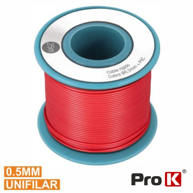 CABO UNIFILAR VERMELHO 0.5MM ROLO 25M PROK