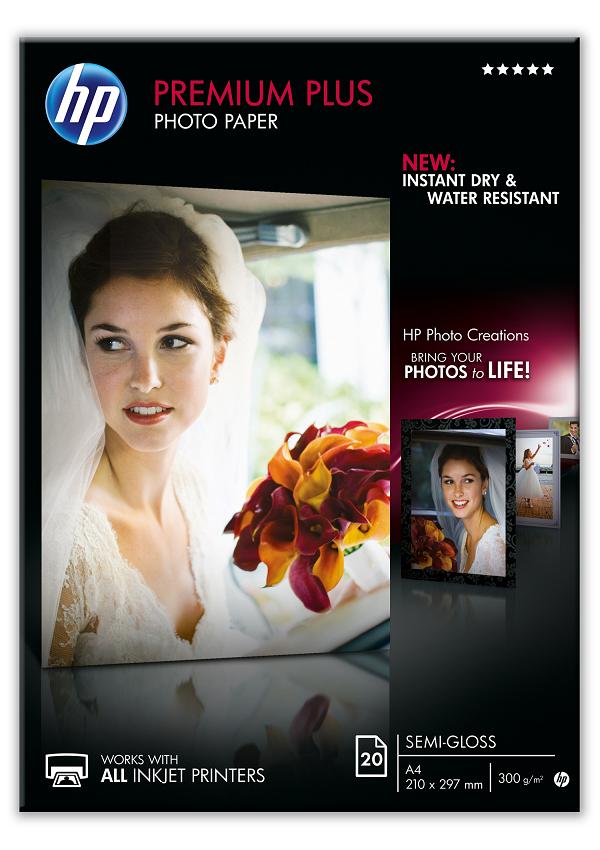 HP Papel fotográfico Premium Plus semi-brilhante - 20 folhas/A4/2