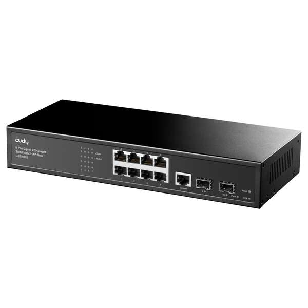 SWITCH CUDY GS2008S2 ADMINISTRADO L2 GIGABIT DE 8 PORTAS COM 2 PO