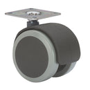 RODA GIRATÓRIA COM PLACA E EIXO LISO, PRETO/CINZA, CARGA MÁX. 50