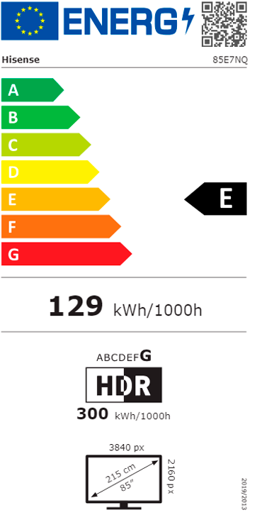 TV HISENSE 85" 85E7NQ UHD QLED SMART TV HDR10+