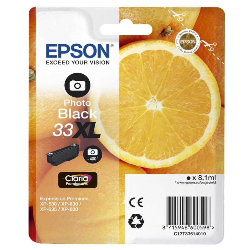 TINTEIRO EPSON SERIE 33XL PRETO PHOTO XP-530/630/635/830 - C13T33