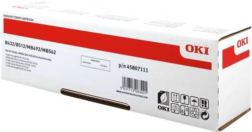 TONER ORIGINAL OKI 45807111 PRETO DE 12.000 PAGINAS PARA B432, MB