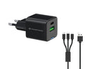 ALTHEA16B 2-PORT 33W GAN USB PD CHARGER WITH 3-IN-1 CHARGING CABL