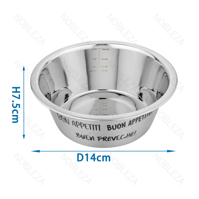 TIGELA DE CÃO EM AÇO INOXIDÁVEL COM LINHAS DE MEDIÇÃO