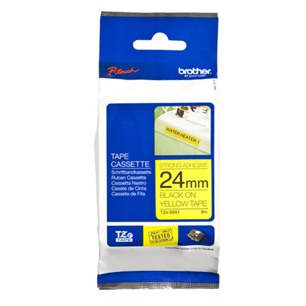 FITA BROTHER SUPERADESIVA AMARELO/PRETO 8M/24MM TZES651