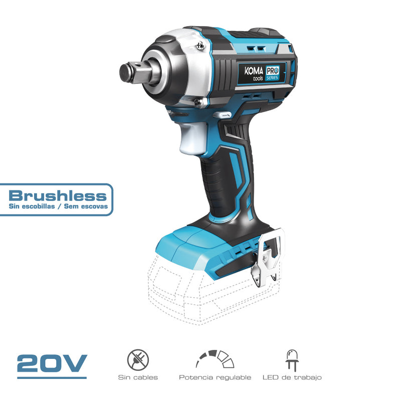 CHAVE DE IMPACTO 20V BRUSHLESS (SEM BATERIA E CARREGADOR) 16X23,5