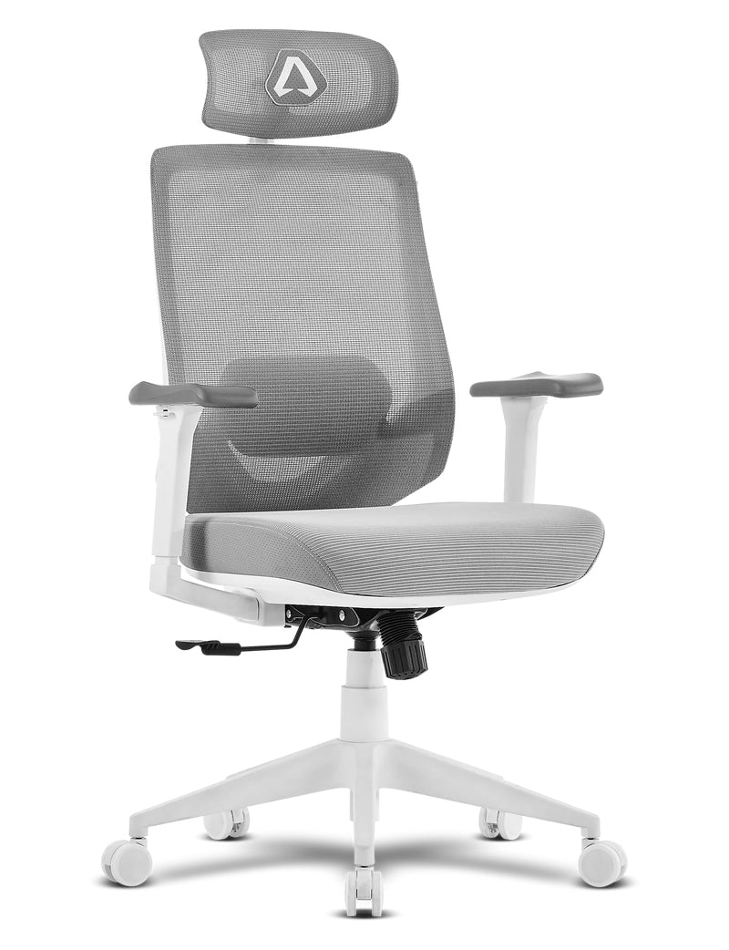 CADEIRAS MESH ALPHA GAMER STELLA WHITE  GREY - CADEIRA EM MALHA