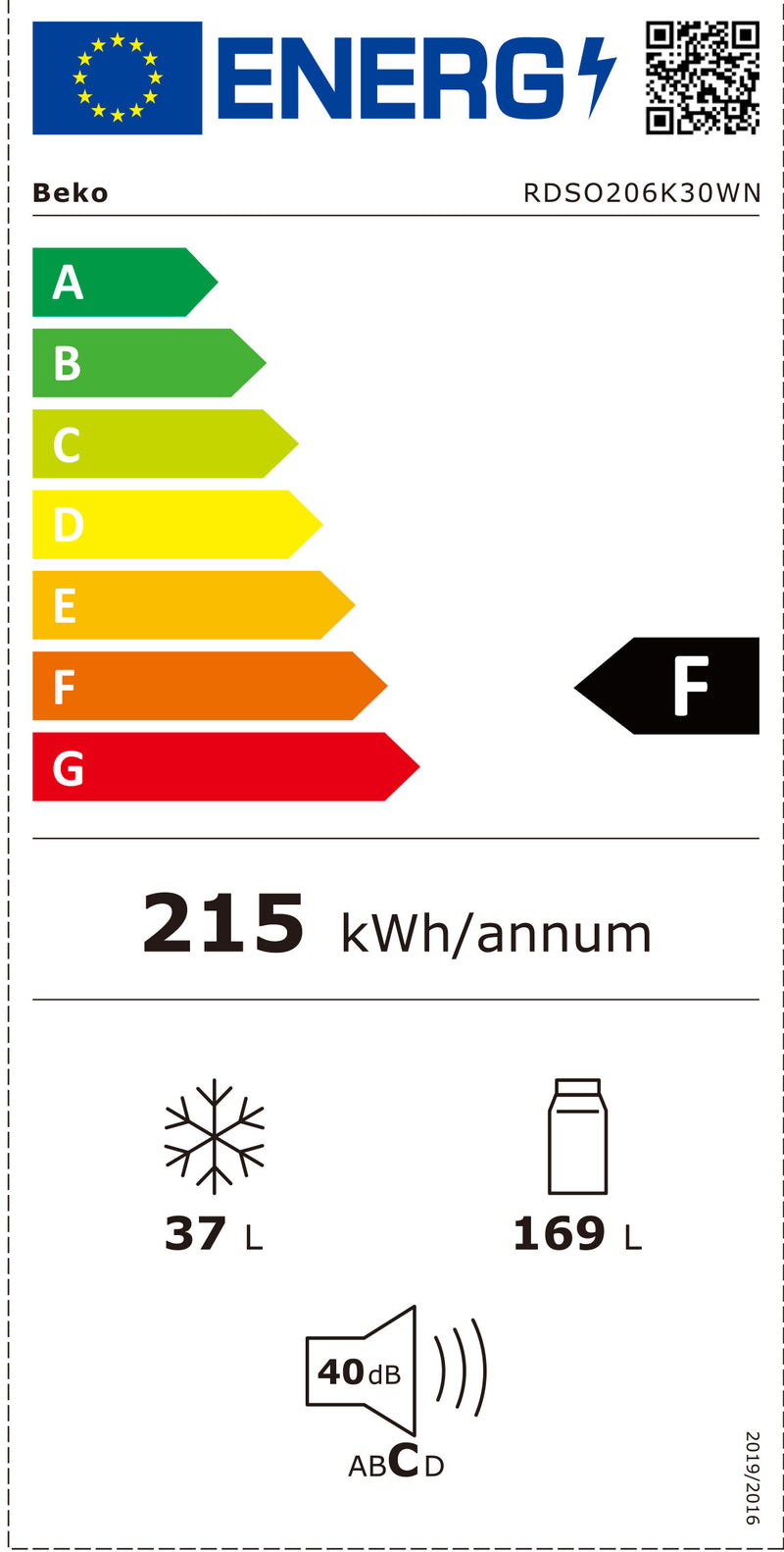 BEKO FRIGORIFICO 2PTS 1,465X0,54X0,60MT 206LT (E)