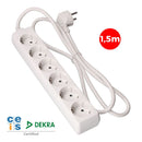 EXTENSÃO COM 6 TOMADAS T/TL 10/16A TIPO F 1,5M Ø3X1,5MM